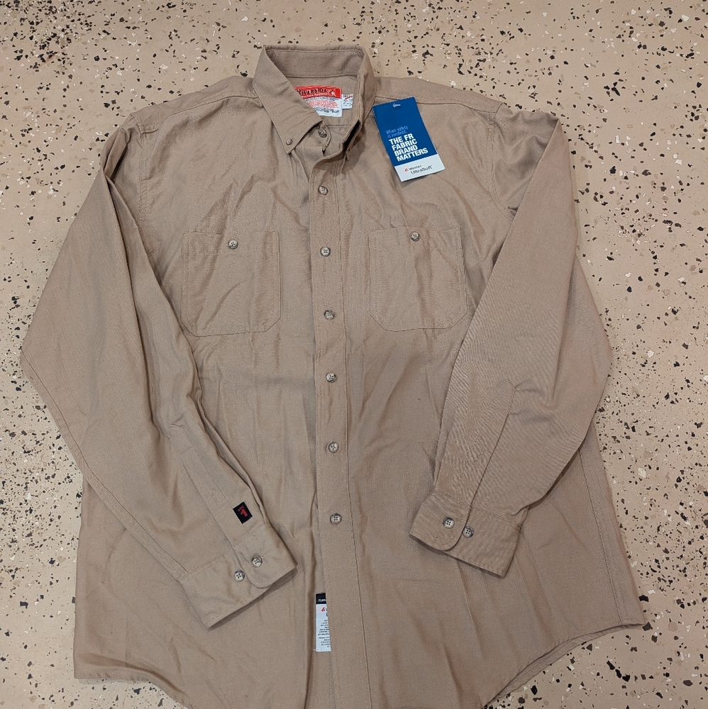 Riverside By Westex Fire Protectant Apparel Khaki Shirt Size Large NWT
